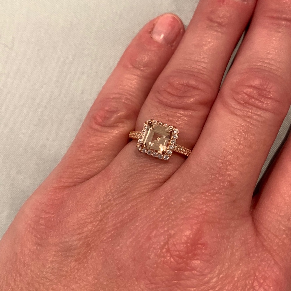 Champagne sapphire 14k rose gold over silver.